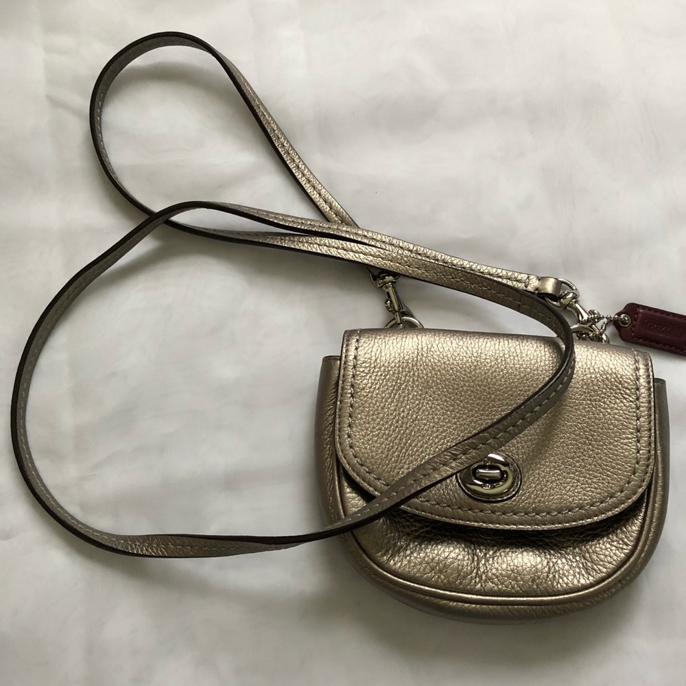 Coach crossbody pewter bag